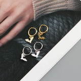 Bohemian Halloween Bat Tassel Stud Earrings 925 Sterling Silver