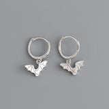 Bohemian Halloween Bat Tassel Stud Earrings 925 Sterling Silver
