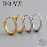 Bohemian Pave Zircon Round Ear Buckle 925 Sterling Silver Earrings