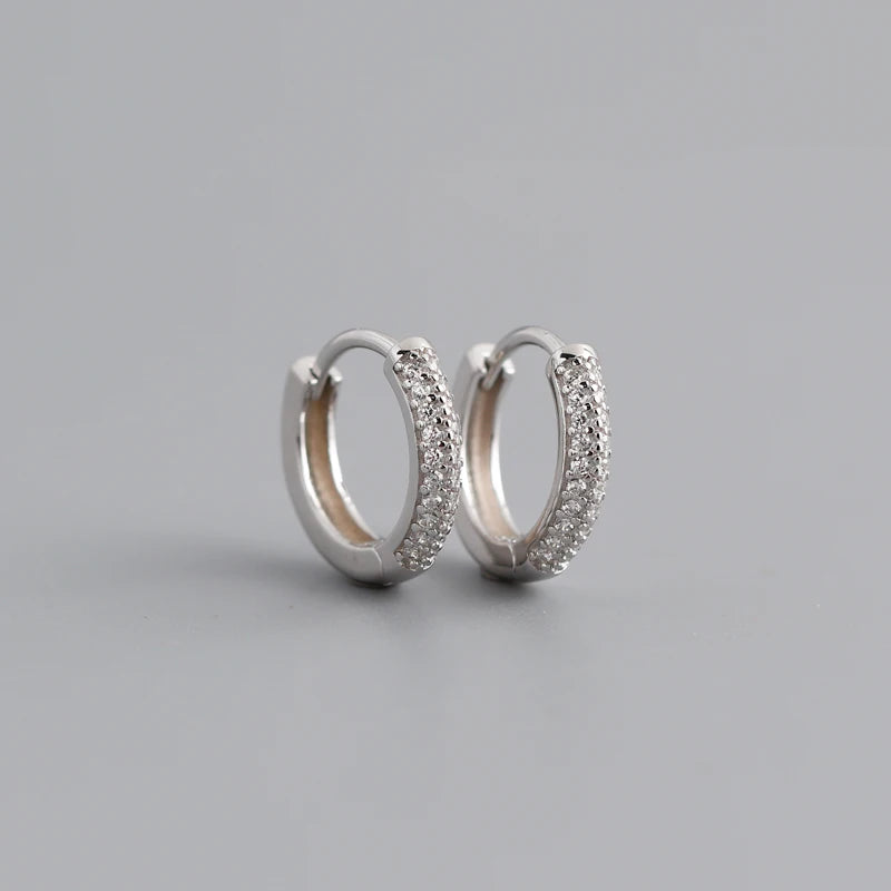 Bohemian Pave Zircon Round Ear Buckle 925 Sterling Silver Earrings