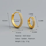 Bohemian Pave Zircon Round Ear Buckle 925 Sterling Silver Earrings
