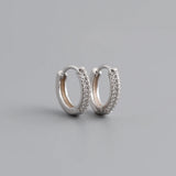 Bohemian Pave Zircon Round Ear Buckle 925 Sterling Silver Earrings