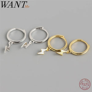 925 Silver Lightning Stud Earrings Women Fine Jewelry Gift