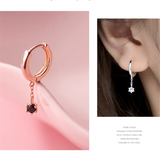 925 Silver Zircon Tassel Stud Earrings for Women