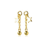 925 Silver Star Pentagram Drop Earrings for Women