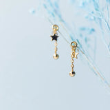 925 Silver Star Pentagram Drop Earrings for Women