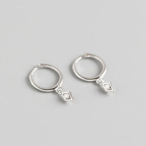 Geometric Inlaid CZ Mini Small Stud Earrings 925 Sterling Silver