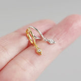 Geometric Inlaid CZ Mini Small Stud Earrings 925 Sterling Silver