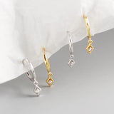 Geometric Inlaid CZ Mini Small Stud Earrings 925 Sterling Silver