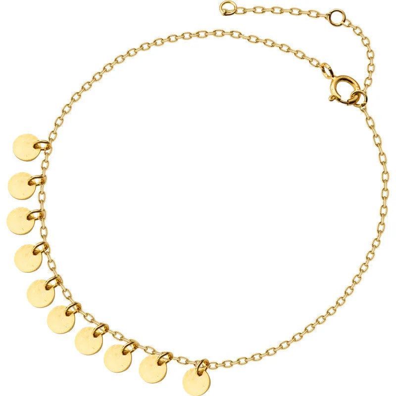 Minimalist 925 Sterling Silver Disc Charm Bracelets for Women