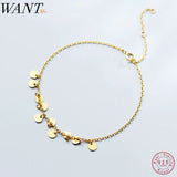 Minimalist 925 Sterling Silver Disc Charm Bracelets for Women
