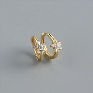 925 Silver Star Zircon Ear Buckle Women Party Jewelry Earrings