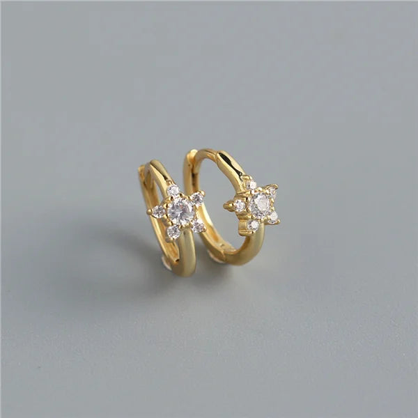 925 Silver Star Zircon Ear Buckle Women Party Jewelry Earrings