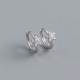 925 Silver Star Zircon Ear Buckle Women Party Jewelry Earrings