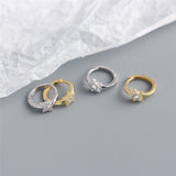 925 Silver Star Zircon Ear Buckle Women Party Jewelry Earrings