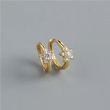925 Silver Star Zircon Ear Buckle Women Party Jewelry Earrings