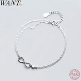 925 Silver Infinite Love Heart Charm Bracelet for Women