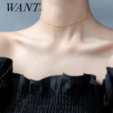 Minimalist Cuban Link Chain Bead Necklace for Women