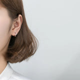 Minimalist Twisted Rope Round Ear Buckle 925 Sterling Silver Earrings