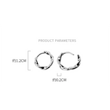 Minimalist Twisted Rope Round Ear Buckle 925 Sterling Silver Earrings