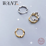 Minimalist Twisted Rope Round Ear Buckle 925 Sterling Silver Earrings
