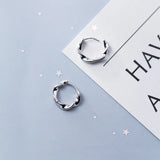 Minimalist Twisted Rope Round Ear Buckle 925 Sterling Silver Earrings