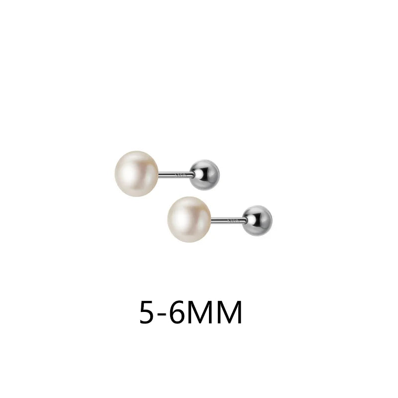 Natural Pearl Spiral Bead Stud Earrings