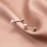Natural Pearl Spiral Bead Stud Earrings