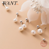 Natural Pearl Spiral Bead Stud Earrings