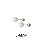 Natural Pearl Spiral Bead Stud Earrings
