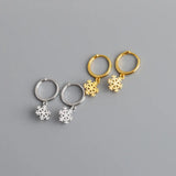 Minimalist Snowflake Stud Earrings 925 Silver Party Gift