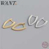 Pave Crystal Zircon 925 Silver V Stud Earring