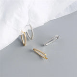 Pave Crystal Zircon 925 Silver V Stud Earring