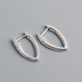 Pave Crystal Zircon 925 Silver V Stud Earring