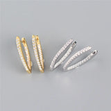 Pave Crystal Zircon 925 Silver V Stud Earring