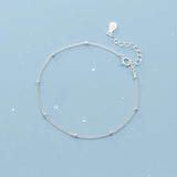 Minimalist Round Bead Link Chain Charm Bracelet for Women