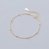 Minimalist Round Bead Link Chain Charm Bracelet for Women