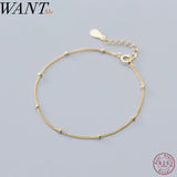 Minimalist Round Bead Link Chain Charm Bracelet for Women