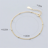Minimalist Round Bead Link Chain Charm Bracelet for Women