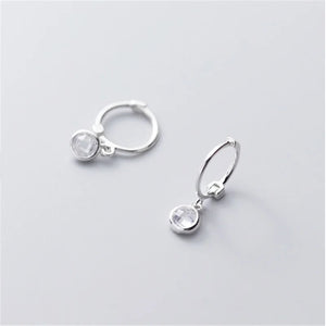 Minimalist Round Zircon Stud Earrings 925 Sterling Silver Gothic Jewelry