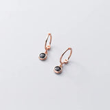 Minimalist Round Zircon Stud Earrings 925 Sterling Silver Gothic Jewelry