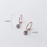 Minimalist Round Zircon Stud Earrings 925 Sterling Silver Gothic Jewelry