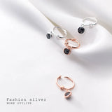 Minimalist Round Zircon Stud Earrings 925 Sterling Silver Gothic Jewelry