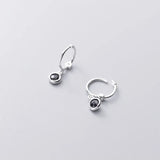 Minimalist Round Zircon Stud Earrings 925 Sterling Silver Gothic Jewelry