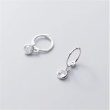 Minimalist Round Zircon Stud Earrings 925 Sterling Silver Gothic Jewelry