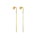 925 Silver Golden Love Heart Chain Drop Earrings for Women