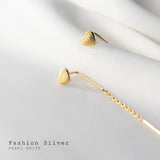 925 Silver Golden Love Heart Chain Drop Earrings for Women