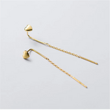 925 Silver Golden Love Heart Chain Drop Earrings for Women