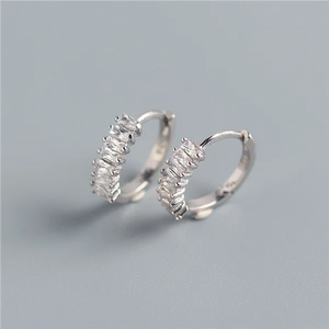 Rectangular Crystal Zircon Stud Earrings 925 Silver