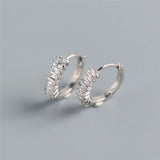 Rectangular Crystal Zircon Stud Earrings 925 Silver